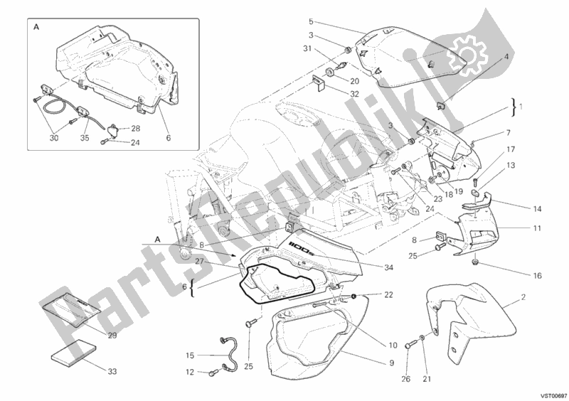 Alle onderdelen voor de Kuip van de Ducati Multistrada 1100 S USA 2007